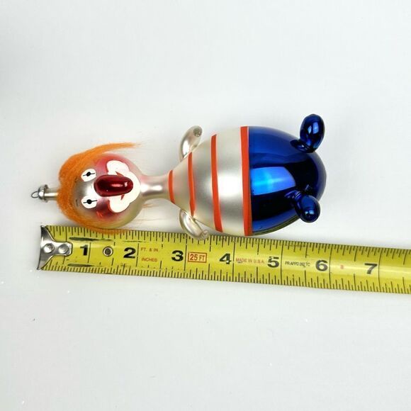 Mouth Blown Italy Hand Painted Glass Christmas Ornament Clown With Big Nose - Picture 9 of 10